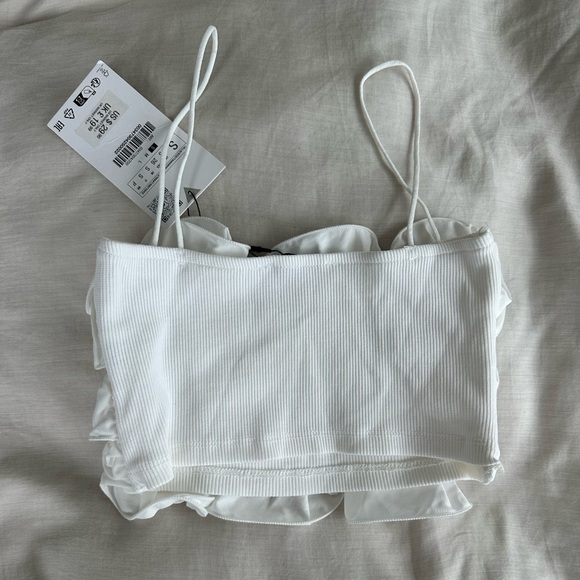 ZARA Ruffled Ribbed Crop Top - Picture 7 of 7